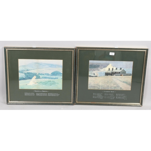 2132 - Anthony Ludovici MBE (1882 - 1971), pair of watercolours, Cuckmere Haven and Windo'er from Hindover,... 