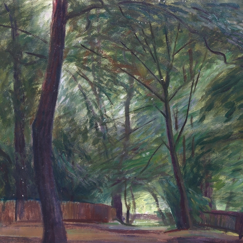 2138 - James Stroudley (1906 - 1988), oil on board, trees in Holland Park circa 1940s, 50cm x 75cm, togethe... 