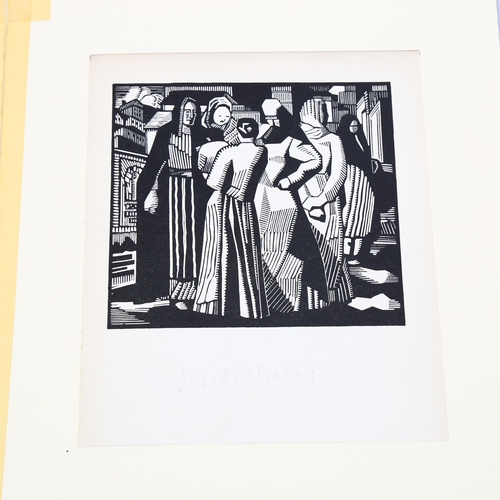 2140 - John Murphy (American, 1888 - 1967), woodcut, Morning Gossip, circa 1940, image 14cm x 15cm, mounted