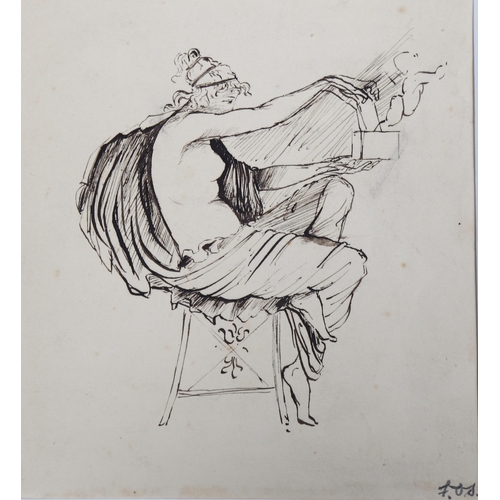 2150 - Frank Owen Salisbury (1874 - 1962), pen and ink drawing, Classical figure, signed with monogram, 16c... 