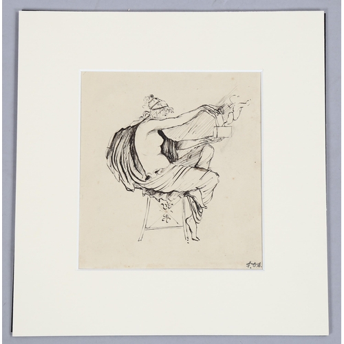 2150 - Frank Owen Salisbury (1874 - 1962), pen and ink drawing, Classical figure, signed with monogram, 16c... 