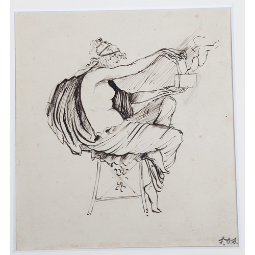 2150 - Frank Owen Salisbury (1874 - 1962), pen and ink drawing, Classical figure, signed with monogram, 16c... 