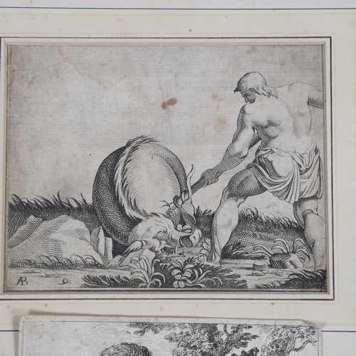 2154 - Abraham Hondius (1625 - 1695), engraving, dogs hunting a bear, dated 1676, sheet 14.5cm x 19.5cm, to... 