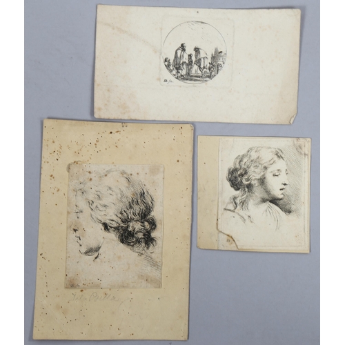 2155 - Sefano Della Bella (1910 - 1664), 3 small engravings, unframed (3)