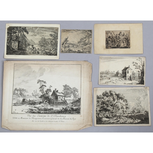 2156 - William Pearson (1772 - 1849), engraving, landscape, together with other early engravings, unframed ... 