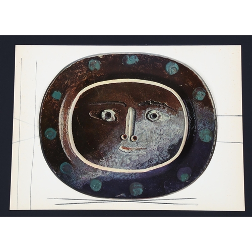 2161 - Pablo Picasso, 1940s mixed media print, study for a ceramic charger, 27cm x 36cm, mounted