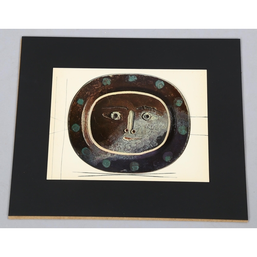 2161 - Pablo Picasso, 1940s mixed media print, study for a ceramic charger, 27cm x 36cm, mounted