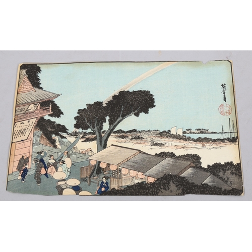 2167 - Utagawa Hiroshige, 19th century woodblock print, Atago Hill in Shiba, 21cm x 34cm, unframed