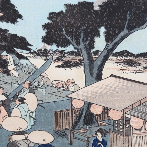 2167 - Utagawa Hiroshige, 19th century woodblock print, Atago Hill in Shiba, 21cm x 34cm, unframed