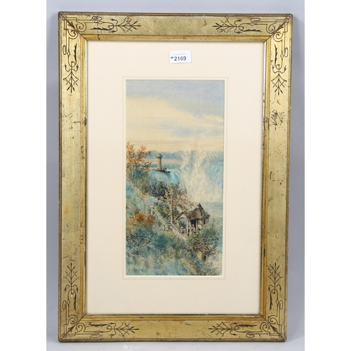 2169 - Thomas Charles Farrer, watercolour, Niagara Falls and Terrapin Tower, signed with monogram, dated 18... 