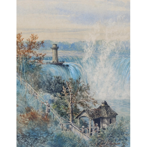 2169 - Thomas Charles Farrer, watercolour, Niagara Falls and Terrapin Tower, signed with monogram, dated 18... 