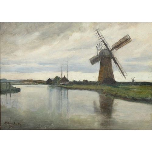 2173 - Alphaeus Cole, oil on board, Ludham Mill 1907, signed, 25cm x 34cm, framed