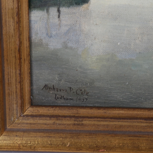 2173 - Alphaeus Cole, oil on board, Ludham Mill 1907, signed, 25cm x 34cm, framed