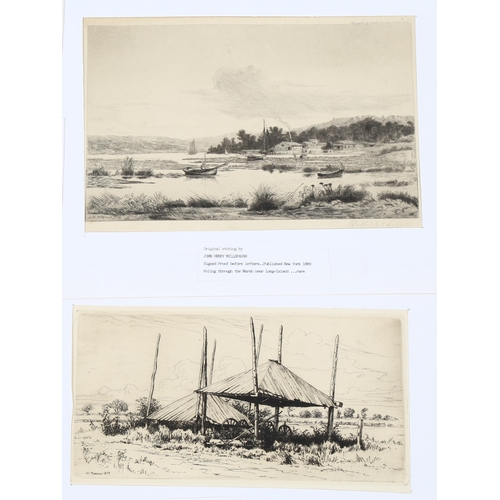 2178 - A folder of etchings, including works by Stephen Parrish, Henry Farrer, Charles Platt, John Millspau... 