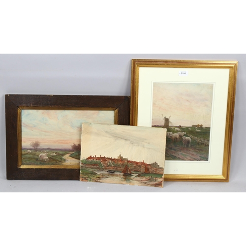 2180 - *WITHDRAWN* Dewey Bates, 3 watercolours, views of Rye (2 framed) (3)