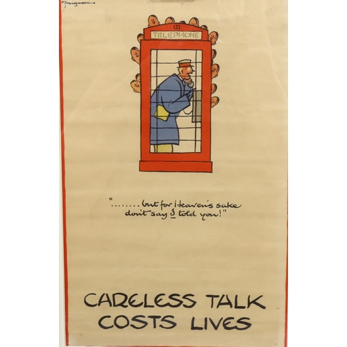 2185 - Fougasse (1887-1965), lithograph in colours, Careless Talk Costs Lives, Ministry of War campaign pos... 