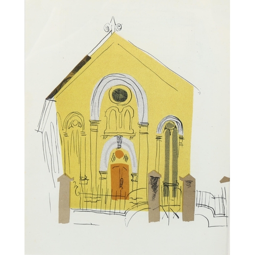 2187 - John Piper (1903-1992), lithograph in colours on paper, Welsh Chapel, 1935, from a collage, 20cm x 1... 