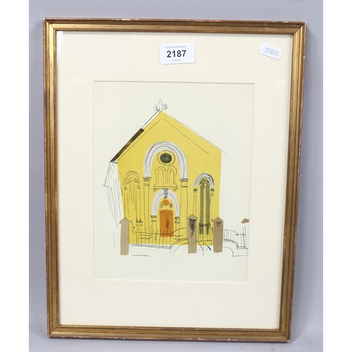 2187 - John Piper (1903-1992), lithograph in colours on paper, Welsh Chapel, 1935, from a collage, 20cm x 1... 