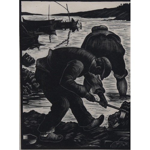 2188 - Clare Leighton (1898-1989), limited edition woodcut on paper, Mussel Gatherers, Toulon, 1926, 17cm x... 