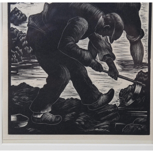 2188 - Clare Leighton (1898-1989), limited edition woodcut on paper, Mussel Gatherers, Toulon, 1926, 17cm x... 