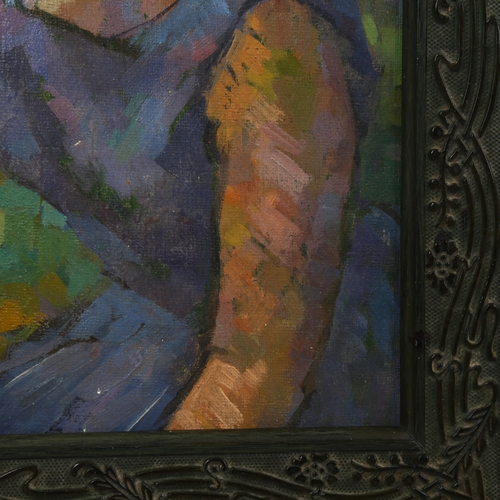 2189 - Michael Lawrence Cadman (1920-2010), oil on board, Woman in Blue, 32cm x 22.5cm, framed. Provenance:... 