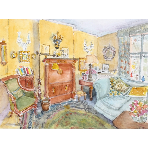 2194 - Sam Beazley (1916-2017), watercolour on paper, At Home, signed, 27cm x 35.5cm, mounted, glazed and f... 