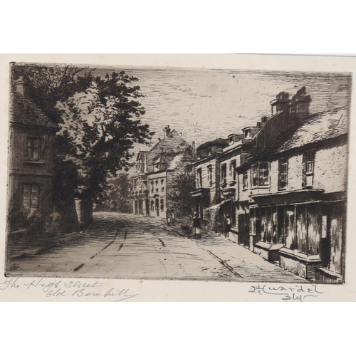 2200 - George Huardel-Bly (1872- ?), etching on paper, The High Street, Old Bexhill, signed and titled in p... 