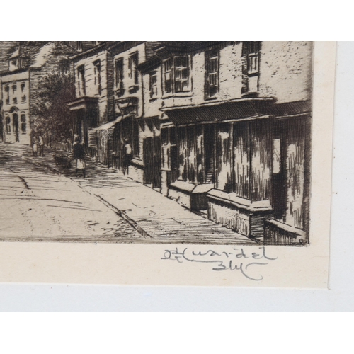 2200 - George Huardel-Bly (1872- ?), etching on paper, The High Street, Old Bexhill, signed and titled in p... 