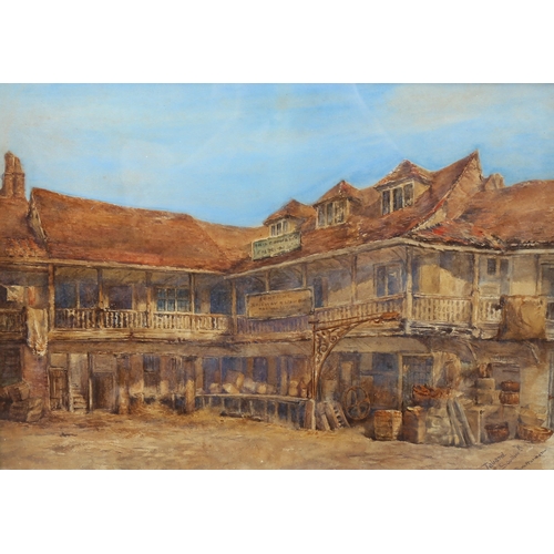 2207 - Ruth Harman, watercolour, Tabard in Southwark, signed, 31cm x 45cm, framed