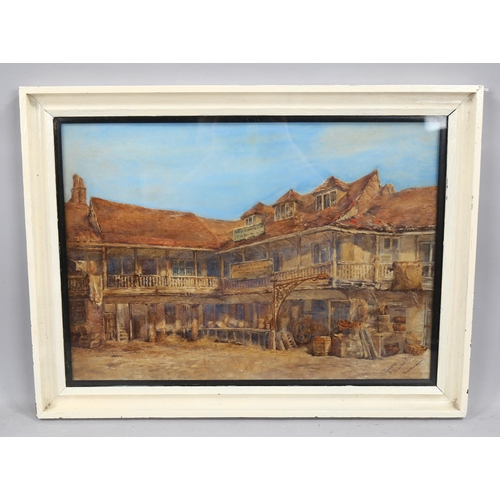 2207 - Ruth Harman, watercolour, Tabard in Southwark, signed, 31cm x 45cm, framed