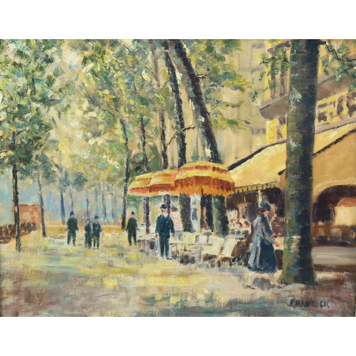 2209 - F Hancock, oil on canvas Parisian street scene, 40cm x 50cm, framed