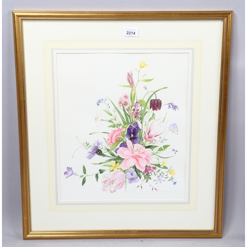 2214 - Elizabeth Smail FLS FSBA, watercolour, flower group, signed, 40cm x 33cm, framed