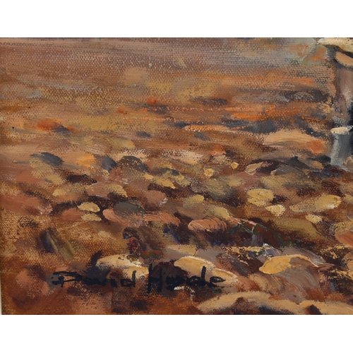 2215 - David Hyde (born 1947), oil on canvas, ploughing scene, signed, 50cm x 75cm, framed