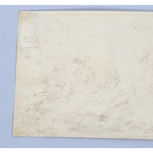 2216 - 18th century or earlier European School, pen and ink sketch, figures beneath trees, indistinctly sig... 