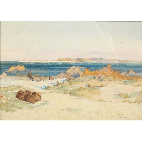 2223 - A Bowmar-Porter, watercolour, coastal scene Jersey, signed and dated 1920, ?cm x 26cm, framed