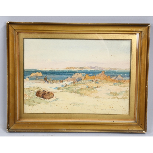 2223 - A Bowmar-Porter, watercolour, coastal scene Jersey, signed and dated 1920, ?cm x 26cm, framed