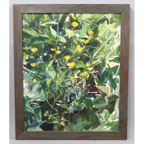 2225 - Simon Pierse (born 1956), oil on canvas, buttercups, 55cm x 45cm, framed