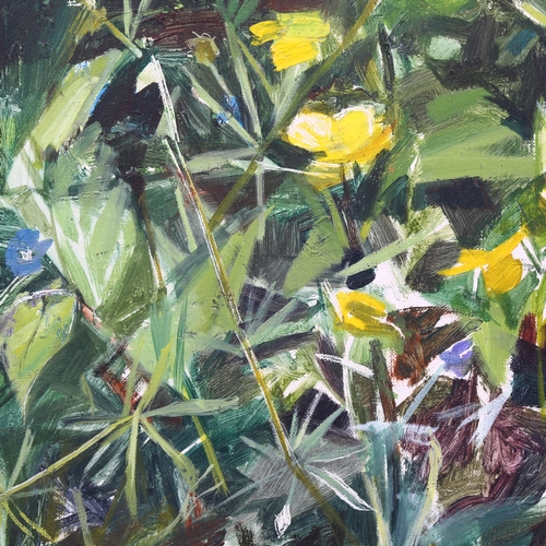 2225 - Simon Pierse (born 1956), oil on canvas, buttercups, 55cm x 45cm, framed