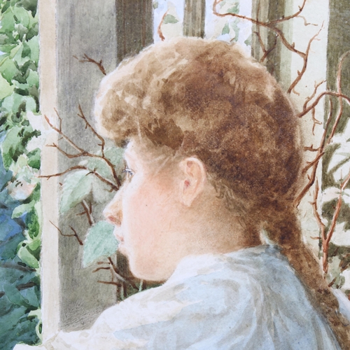 2226 - John Thomson Dunning RBA (1851 - 1931), watercolour, girl by a window, signed and dated 1906, 34cm x... 