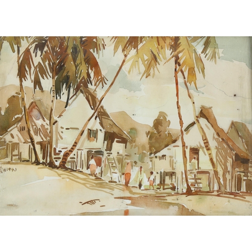 2235 - Chinese School, 6 watercolours, farm and coastal scenes, circa 1930s, 26cm x 36cm, framed (6)