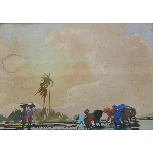 2235 - Chinese School, 6 watercolours, farm and coastal scenes, circa 1930s, 26cm x 36cm, framed (6)