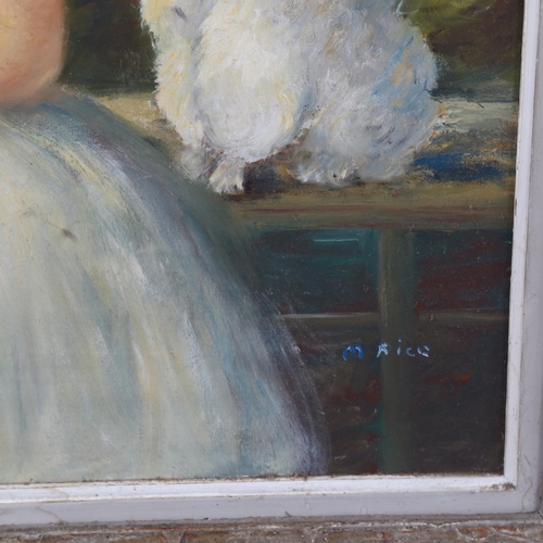 2239 - M Rice, oil on canvas, girl with Poodle, signed, 60cm x 50cm, framed