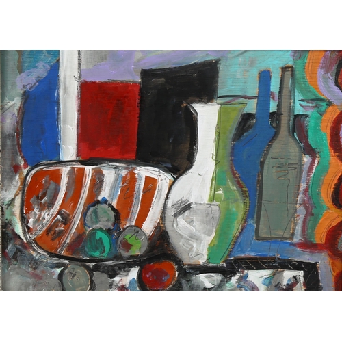 2241 - Contemporary acrylic on board, still life, unsigned, 29cm x 39cm, framed