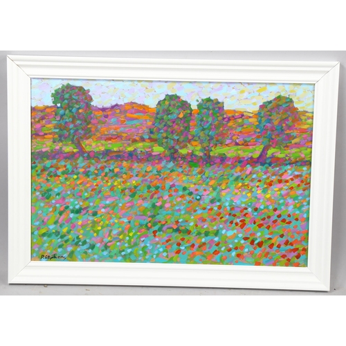 2246 - Paul Stephens, oil on board, summer's day poppy field, inscribed verso, 40cm x 60cm, framed