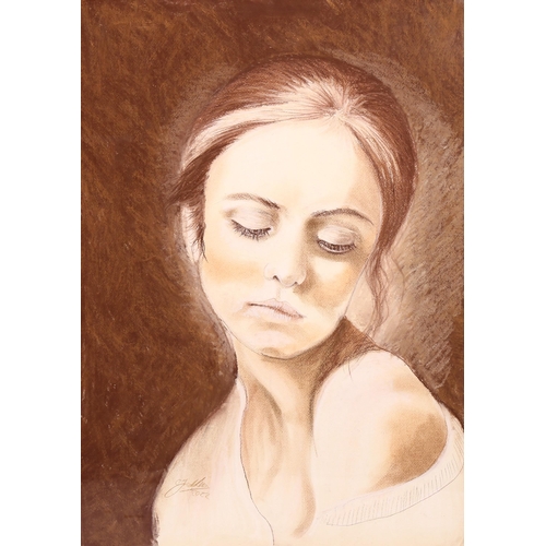 2247 - Clive Fredriksson, pastels, portrait of a girl, 48cm x 34cm, framed