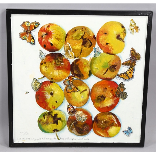 2249 - Clive Fredriksson, oil on board, still life with apples, 50cm x 50cm, framed