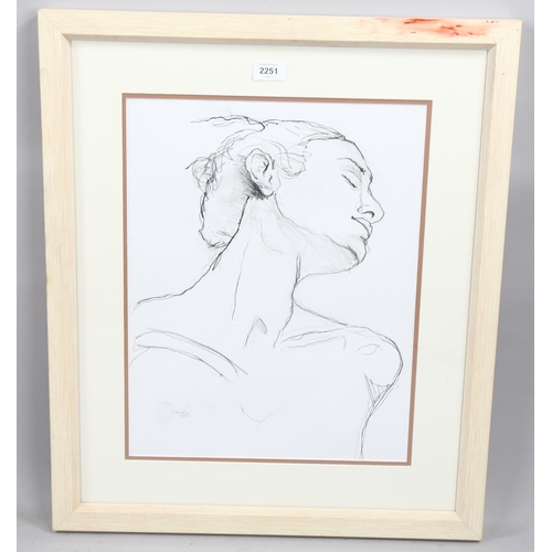 2251 - Clive Fredriksson, pencil life study, 45cm x 35cm, framed