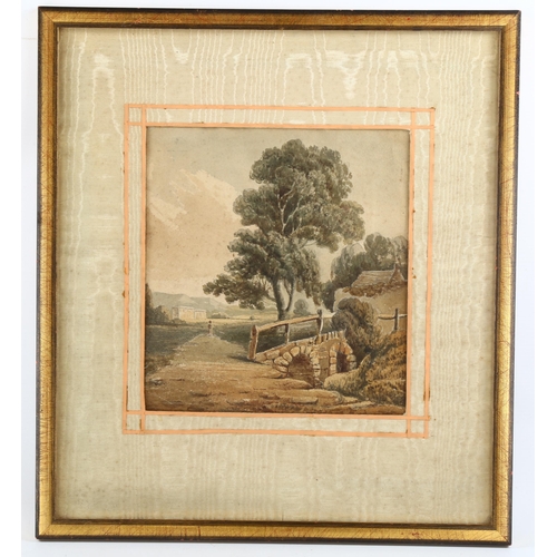 2253 - Circle of Thomas Gertin, 2 x 18th/19th century watercolours, rural scenes, unsigned, largest 22cm x ... 