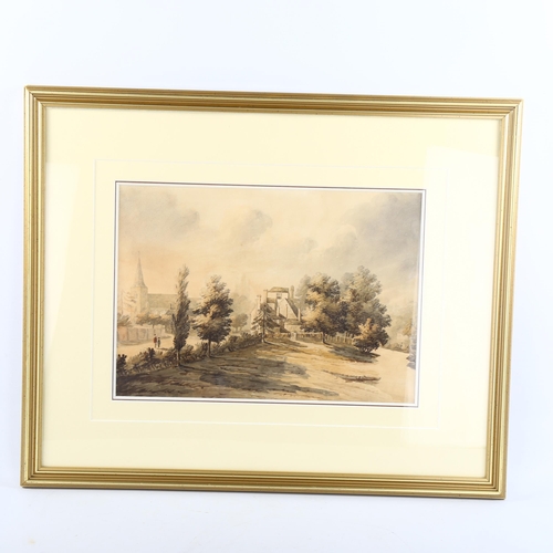 2254 - Attributed to J M W Turner, watercolour, timber cart on track, unsigned, 18cm x 25.5cm, listed in An... 