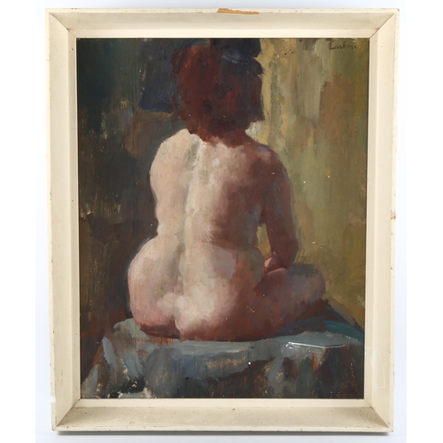 2256 - Larkin, oil on board, nude life study, signed, 57cm x 44cm, framed